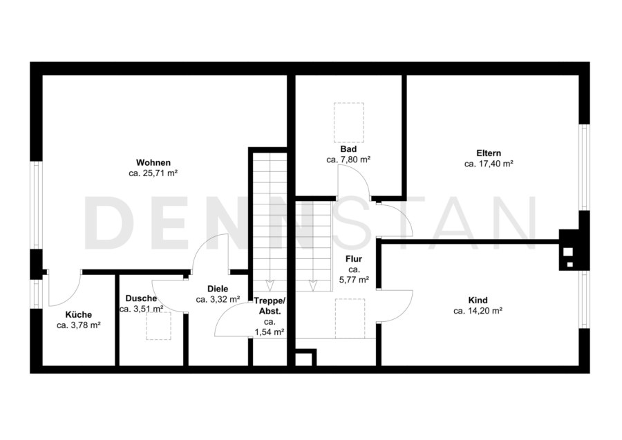 1. Obergeschoss -Links Einliegerwohnung -Rechts Wohnhaus